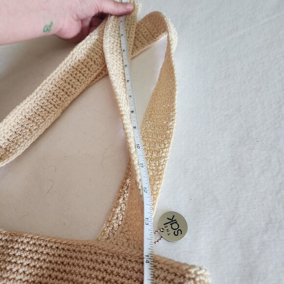 The Sak Natural Beige Handmade  Crochet Boho Casual Shoulder Bag Purse Tote - Picture 8 of 16